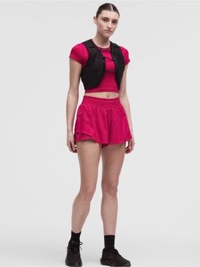 NWT lululemon shake it out high rise running short 2.5 Berry Rumble Pink sz L